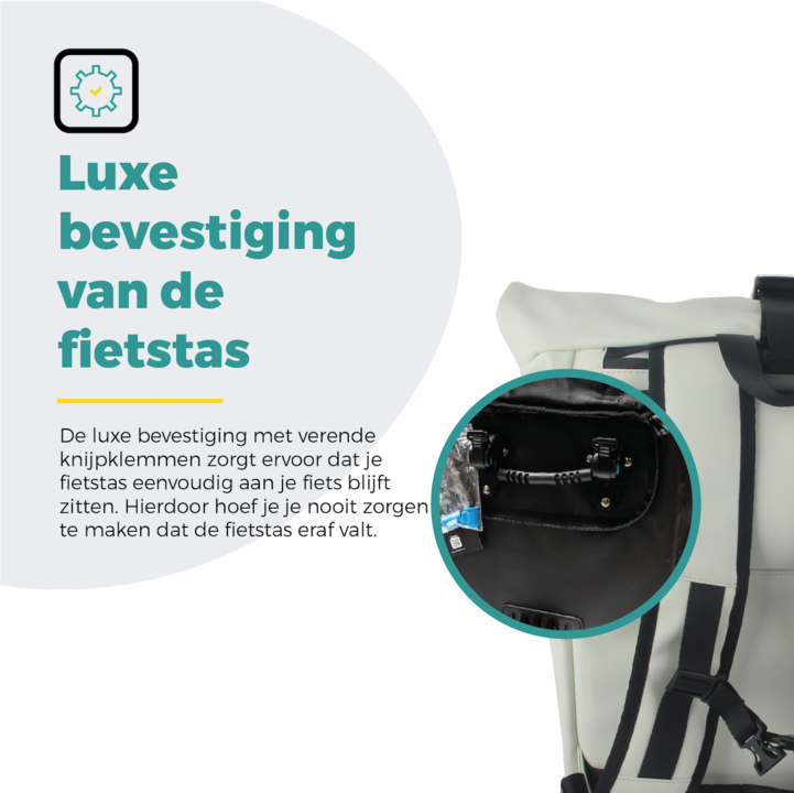 Voltano Luxe E-bike Rolltop Fietstas / Rugtas 28L - Crème - Enkele Pakaftas - 100% Waterdicht
