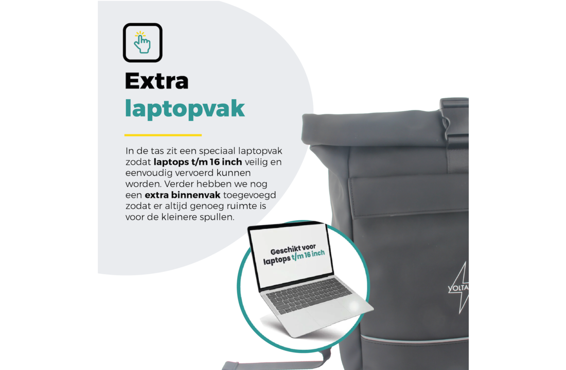 Voltano Luxe E-bike Rolltop Fietstas / Rugtas 28L - Zwart - Enkele Pakaftas - 100% Waterdicht