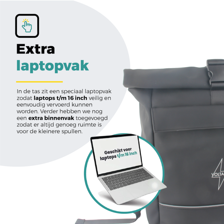 Voltano Luxe E-bike Rolltop Fietstas / Rugtas 28L - Zwart - Enkele Pakaftas - 100% Waterdicht