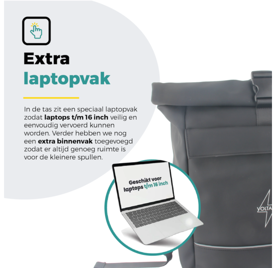 Voltano Luxe E-bike Rolltop Fietstas / Rugtas 28L - Zwart - Enkele Pakaftas - 100% Waterdicht