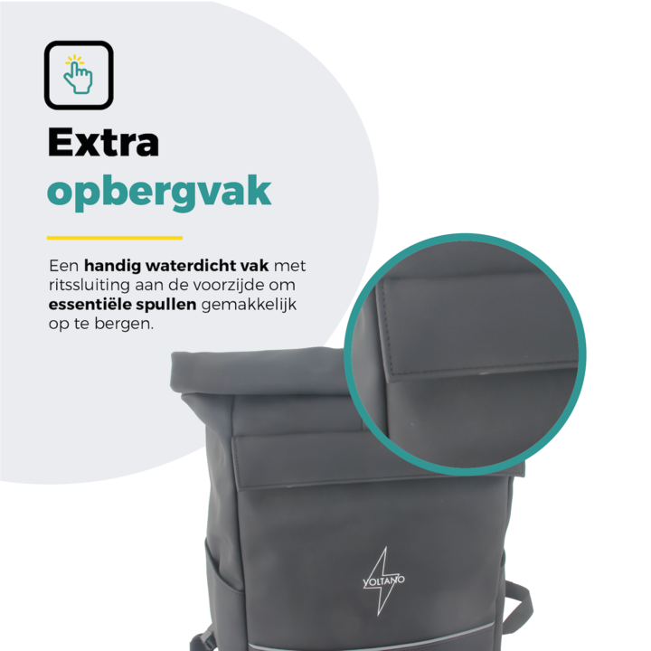 Voltano Luxe E-bike Rolltop Fietstas / Rugtas 28L - Zwart - Enkele Pakaftas - 100% Waterdicht