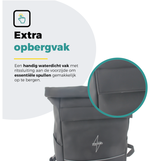 Voltano Luxe E-bike Rolltop Fietstas / Rugtas 28L - Zwart - Enkele Pakaftas - 100% Waterdicht