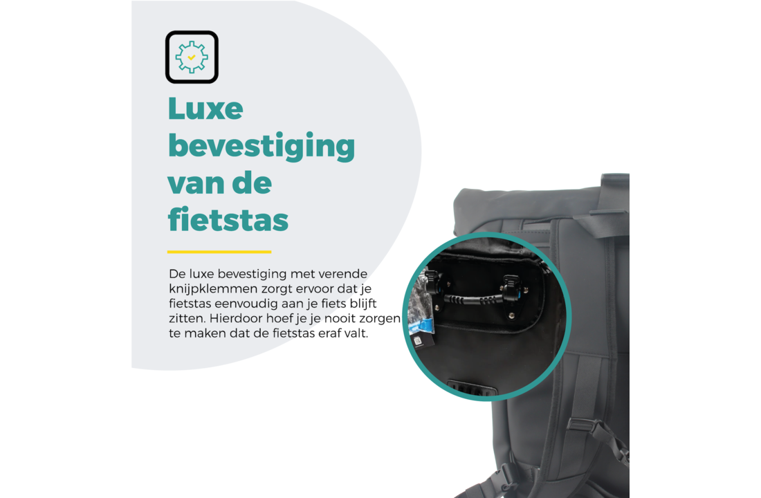 Voltano Luxe E-bike Rolltop Fietstas / Rugtas 28L - Zwart - Enkele Pakaftas - 100% Waterdicht