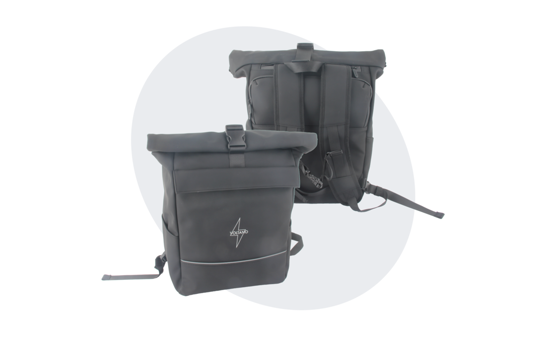 Voltano Luxe E-bike Rolltop Fietstas / Rugtas 28L - Zwart - Enkele Pakaftas - 100% Waterdicht