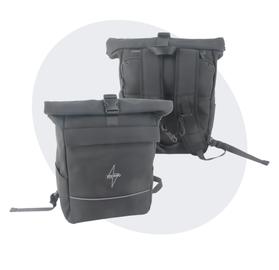 Voltano Luxe E-bike Rolltop Fietstas / Rugtas 28L - Zwart - Enkele Pakaftas - 100% Waterdicht