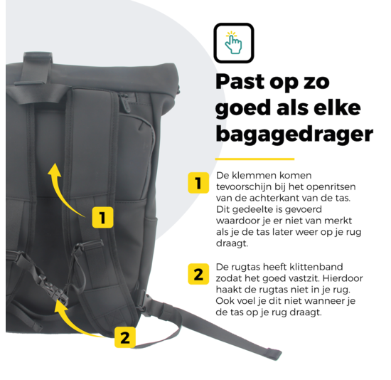 Voltano Luxe E-bike Rolltop Fietstas / Rugtas 28L - Zwart - Enkele Pakaftas - 100% Waterdicht