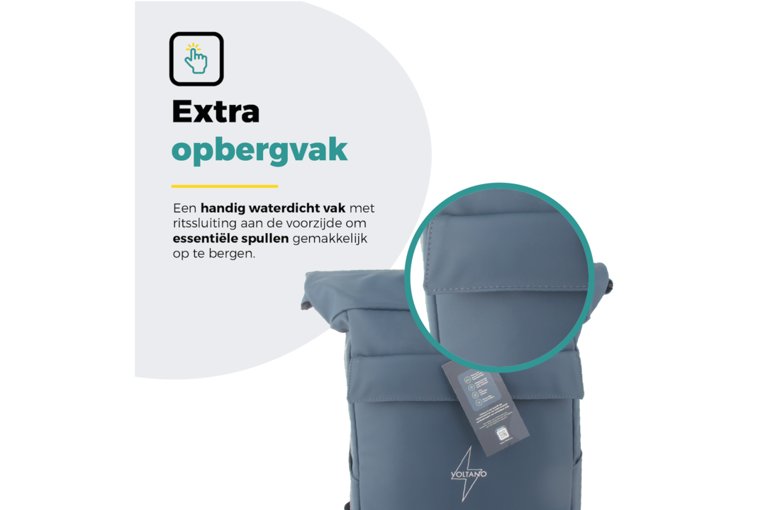Voltano Luxe E-bike Rolltop Fietstas / Rugtas 28L - Space Blauw - Enkele Pakaftas - 100% Waterdicht