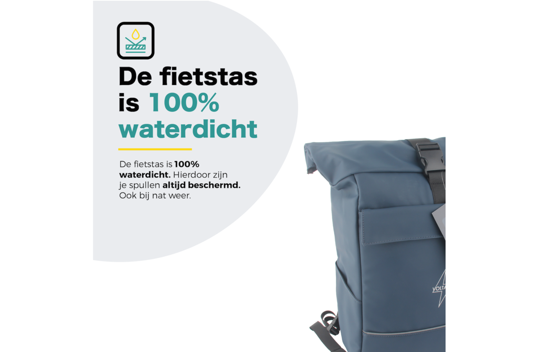 Voltano Luxe E-bike Rolltop Fietstas / Rugtas 28L - Space Blauw - Enkele Pakaftas - 100% Waterdicht