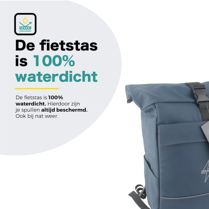 Voltano Luxe E-bike Rolltop Fietstas / Rugtas 28L - Space Blauw - Enkele Pakaftas - 100% Waterdicht