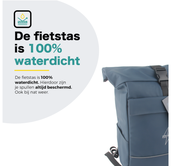 Voltano Luxe E-bike Rolltop Fietstas / Rugtas 28L - Space Blauw - Enkele Pakaftas - 100% Waterdicht