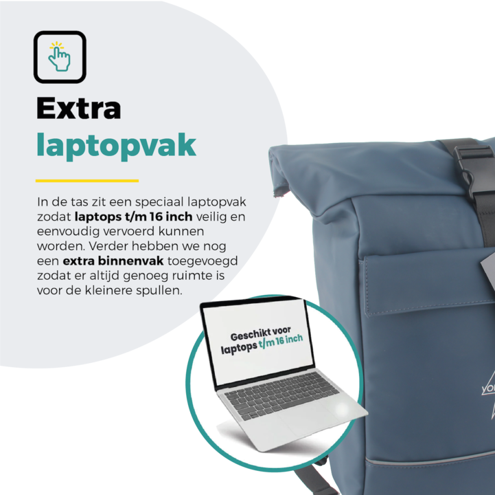 Voltano Luxe E-bike Rolltop Fietstas / Rugtas 28L - Space Blauw - Enkele Pakaftas - 100% Waterdicht