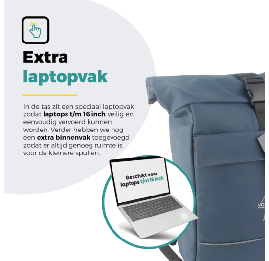 Voltano Luxe E-bike Rolltop Fietstas / Rugtas 28L - Space Blauw - Enkele Pakaftas - 100% Waterdicht