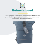 Voltano Luxe E-bike Rolltop Fietstas / Rugtas 28L - Space Blauw - Enkele Pakaftas - 100% Waterdicht