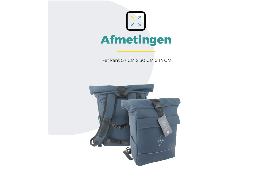 Voltano Luxe E-bike Rolltop Fietstas / Rugtas 28L - Space Blauw - Enkele Pakaftas - 100% Waterdicht