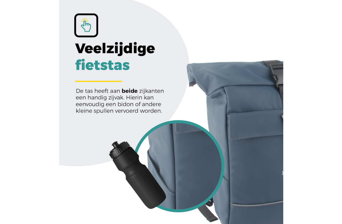 Voltano Luxe E-bike Rolltop Fietstas / Rugtas 28L - Space Blauw - Enkele Pakaftas - 100% Waterdicht