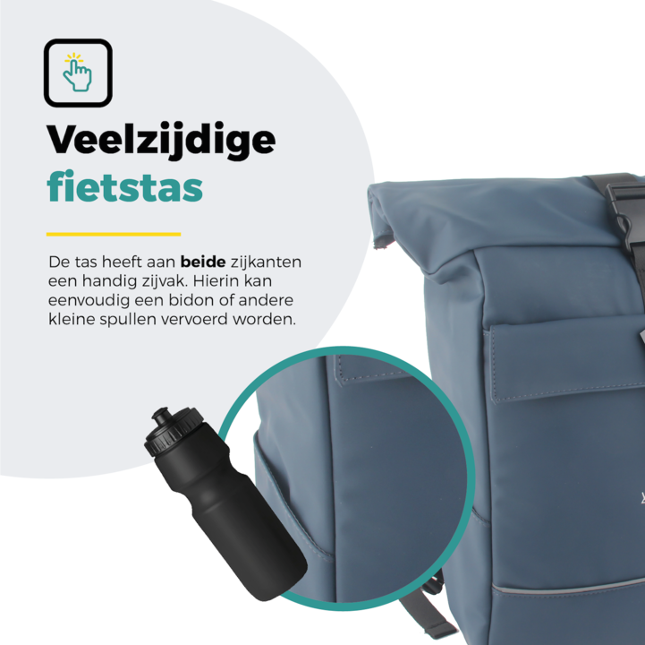 Voltano Luxe E-bike Rolltop Fietstas / Rugtas 28L - Space Blauw - Enkele Pakaftas - 100% Waterdicht