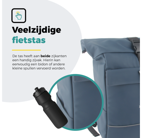 Voltano Luxe E-bike Rolltop Fietstas / Rugtas 28L - Space Blauw - Enkele Pakaftas - 100% Waterdicht
