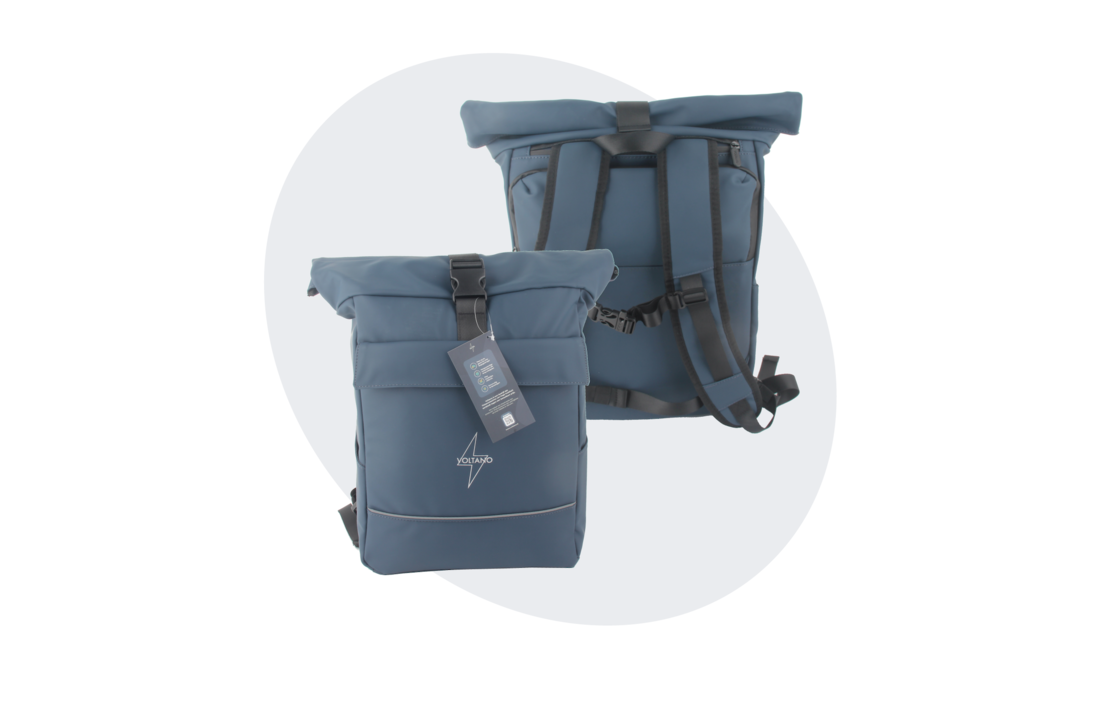 Voltano Luxe E-bike Rolltop Fietstas / Rugtas 28L - Space Blauw - Enkele Pakaftas - 100% Waterdicht
