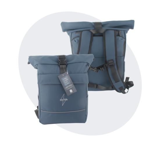 Voltano Luxe E-bike Rolltop Fietstas / Rugtas 28L - Space Blauw - Enkele Pakaftas - 100% Waterdicht