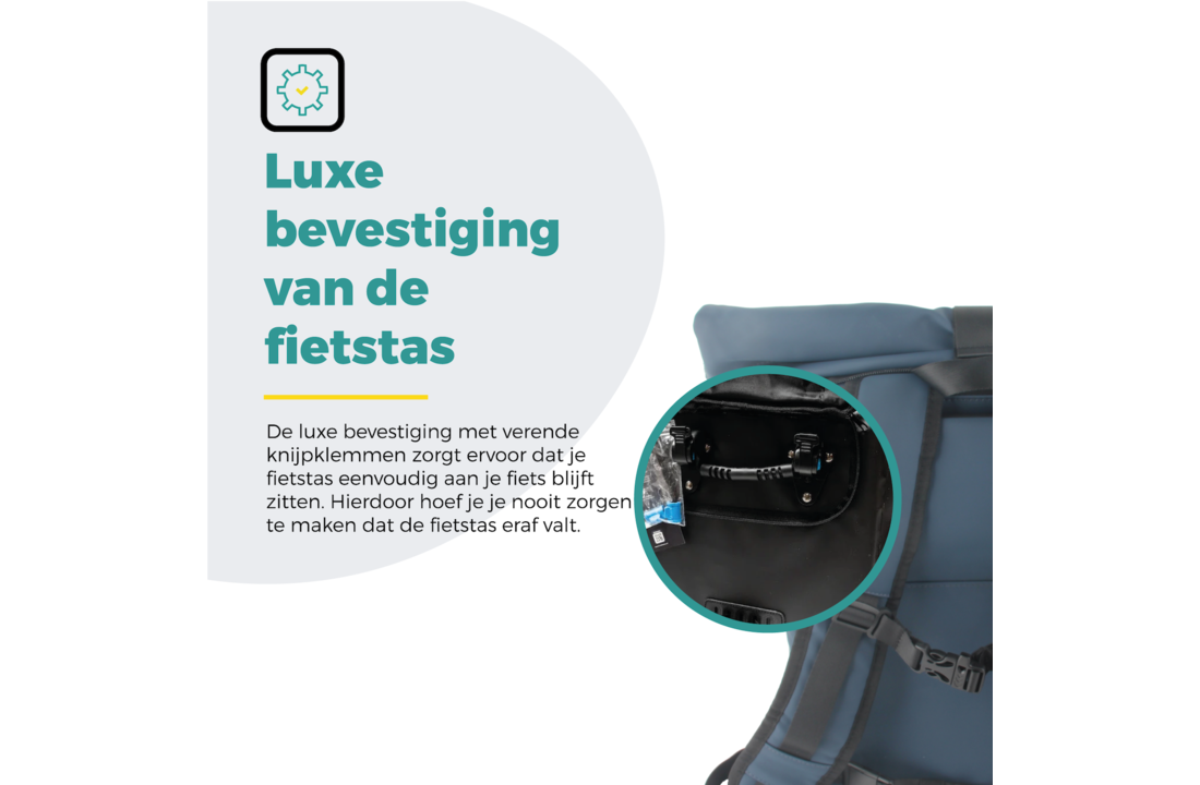 Voltano Luxe E-bike Rolltop Fietstas / Rugtas 28L - Space Blauw - Enkele Pakaftas - 100% Waterdicht