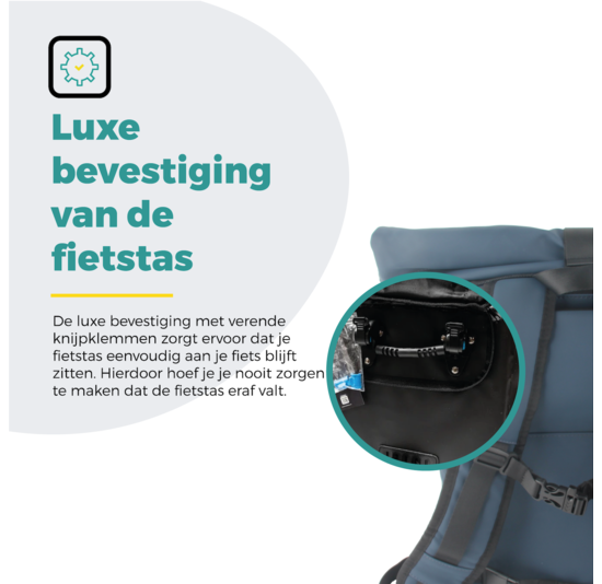 Voltano Luxe E-bike Rolltop Fietstas / Rugtas 28L - Space Blauw - Enkele Pakaftas - 100% Waterdicht