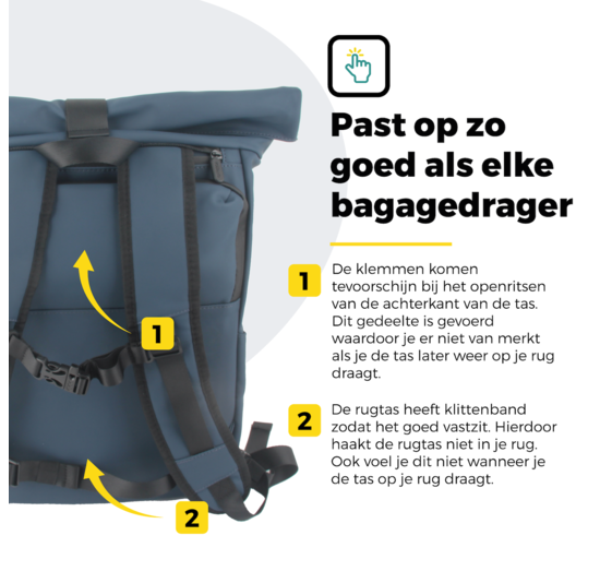 Voltano Luxe E-bike Rolltop Fietstas / Rugtas 28L - Space Blauw - Enkele Pakaftas - 100% Waterdicht