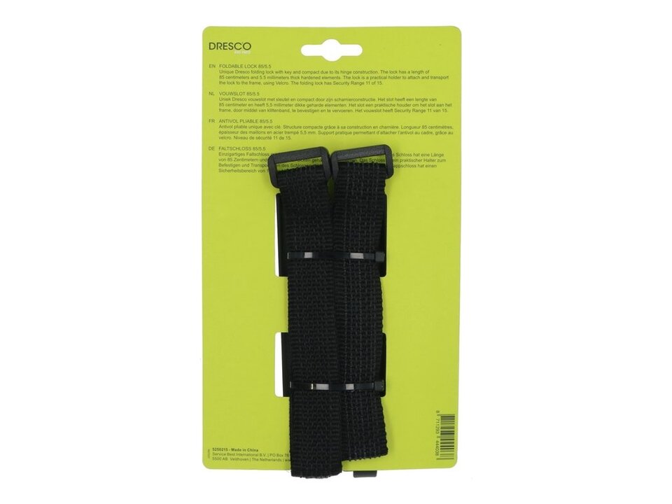 Dresco Vouwslot - 85cm - Zwart - Met Framehouder