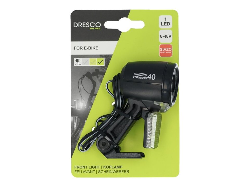 Dresco E-Bike Led Koplamp - Urban - 40 Lux - Zwart