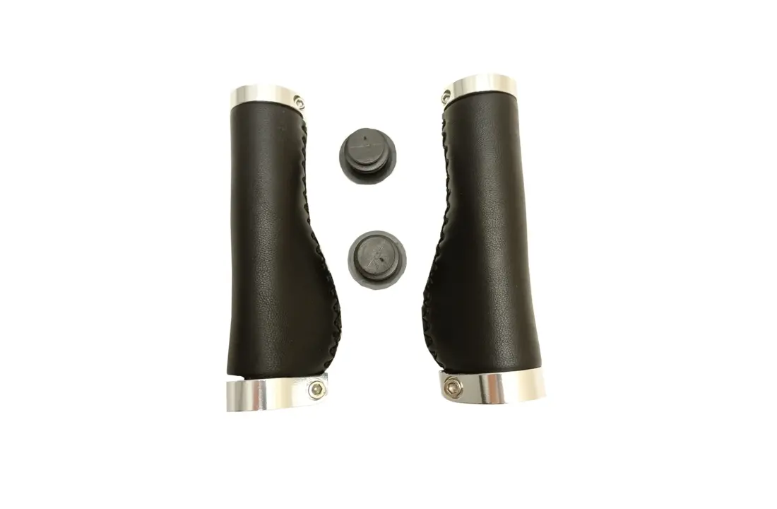 Falkx Ergonomische Fietshandvatten - Zwart Leer 137 MM
