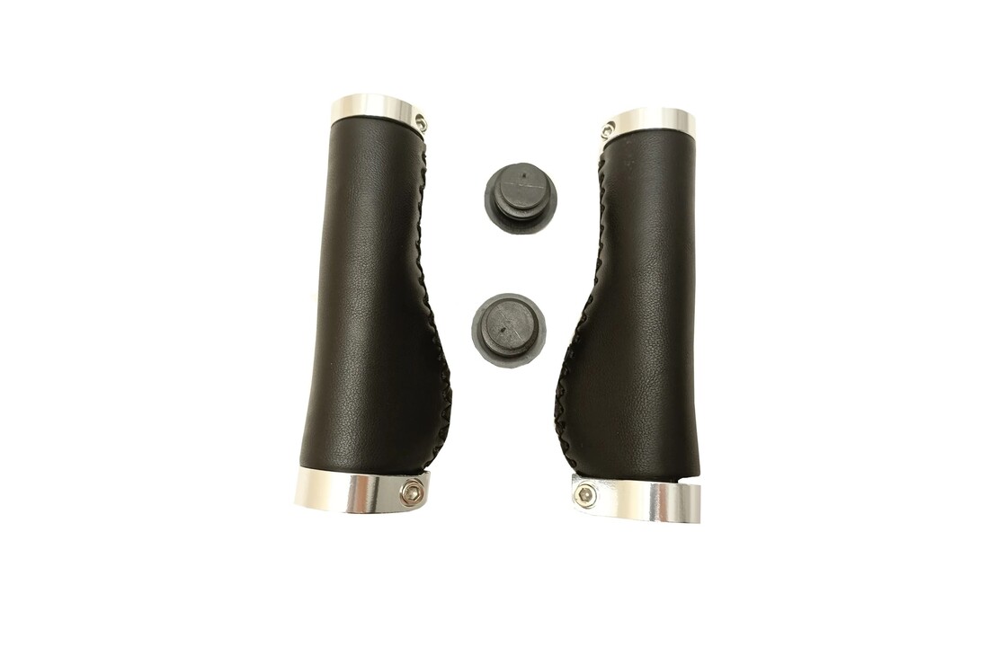 Falkx Ergonomische Fietshandvatten - Zwart Leer 137 MM