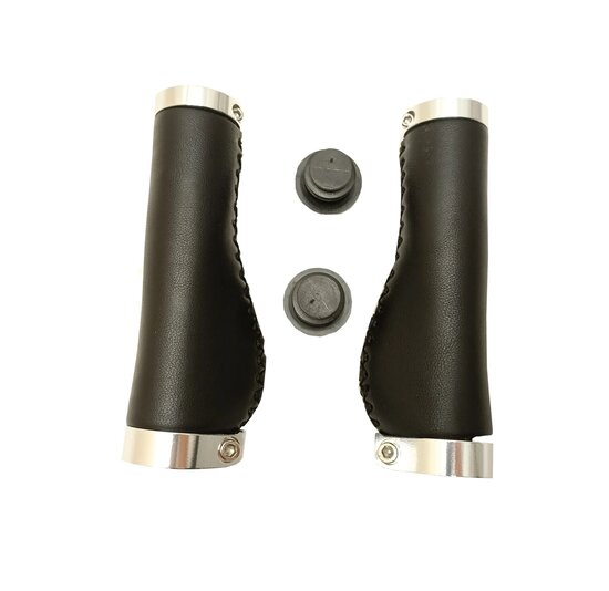 Falkx Ergonomische Fietshandvatten - Zwart Leer 137 MM