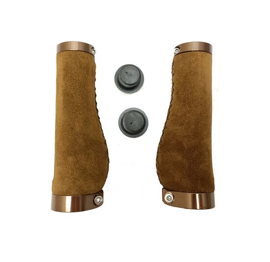 Falkx Ergonomische Fietshandvatten - Bruin Suede 137 MM