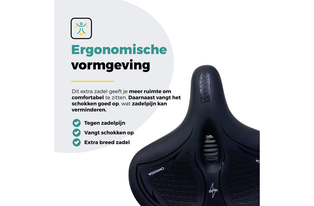 Voltano XXXL Fietszadel Cross - Zwart - Uitsparing