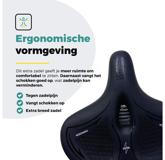 Voltano XXXL Fietszadel Cross - Zwart - Uitsparing