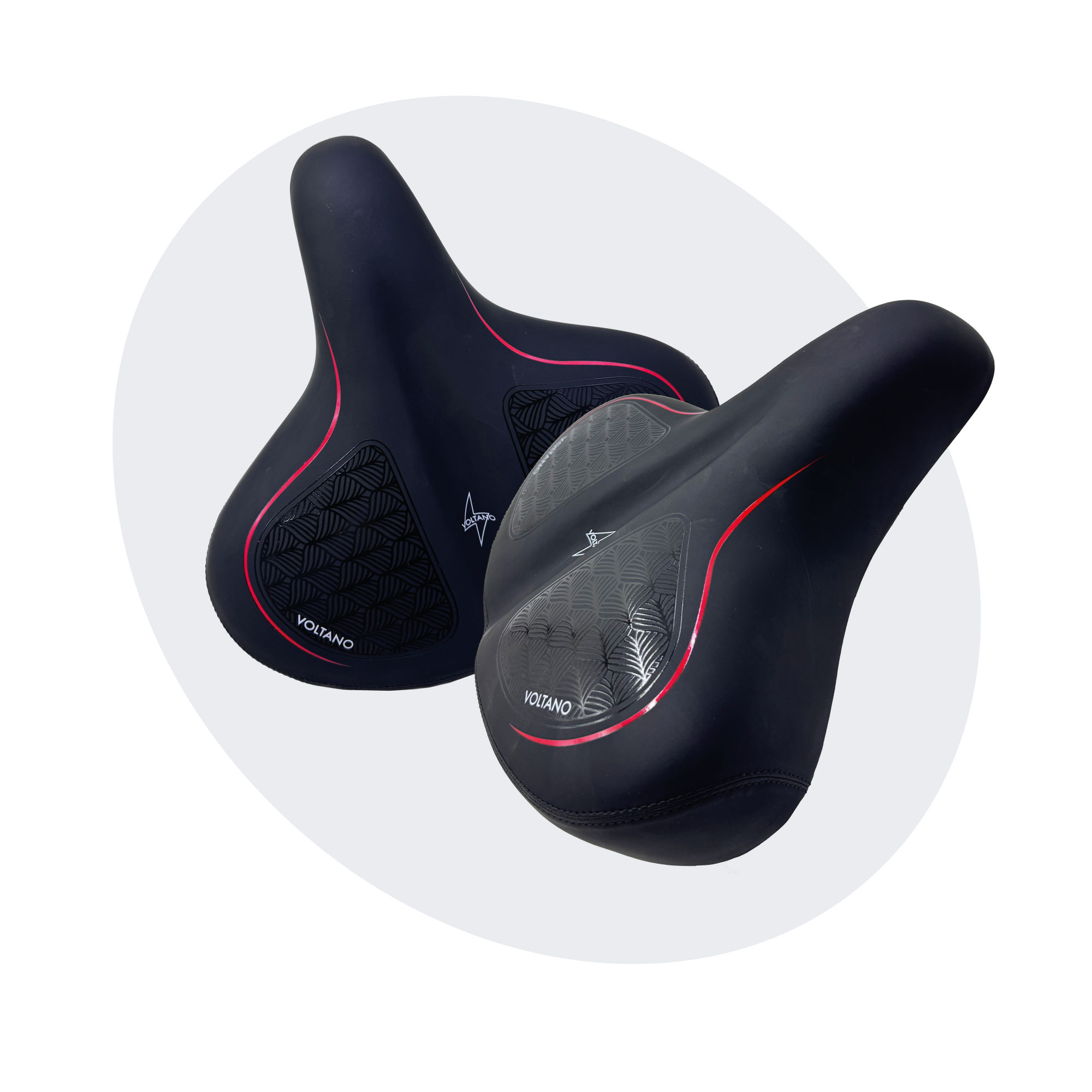 Voltano XXXL Fietszadel Stripes - Zwart / Rood