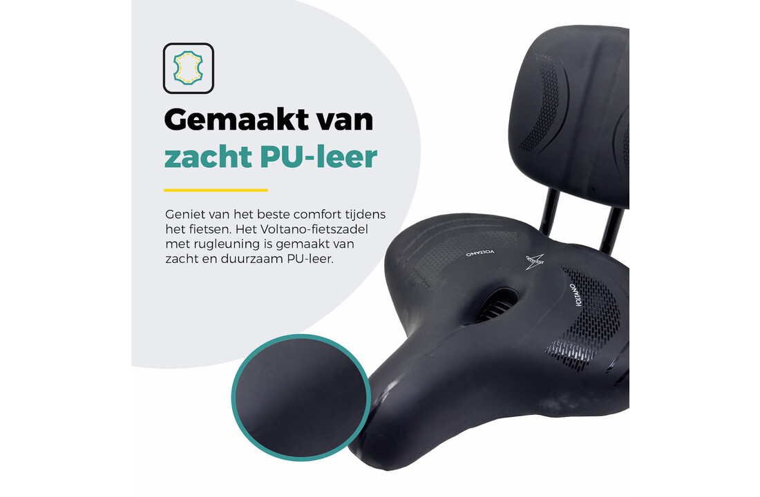 Voltano Fietszadel Relax Plus Met Rugsteun / Rugleuning - Zwart