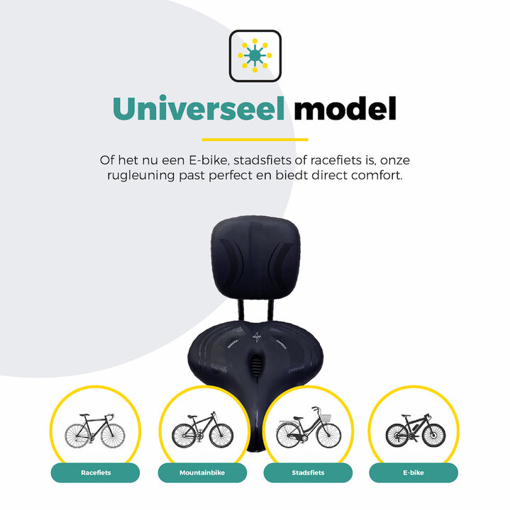 Voltano Fietszadel Relax Plus Met Rugsteun / Rugleuning - Zwart