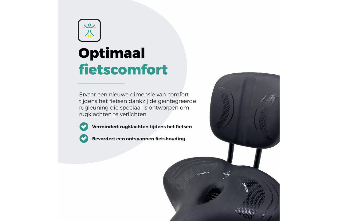 Voltano Fietszadel Relax Plus Met Rugsteun / Rugleuning - Zwart