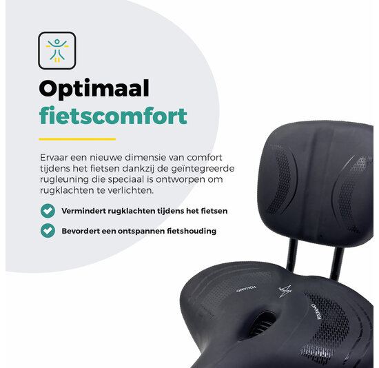 Voltano Fietszadel Relax Plus Met Rugsteun / Rugleuning - Zwart