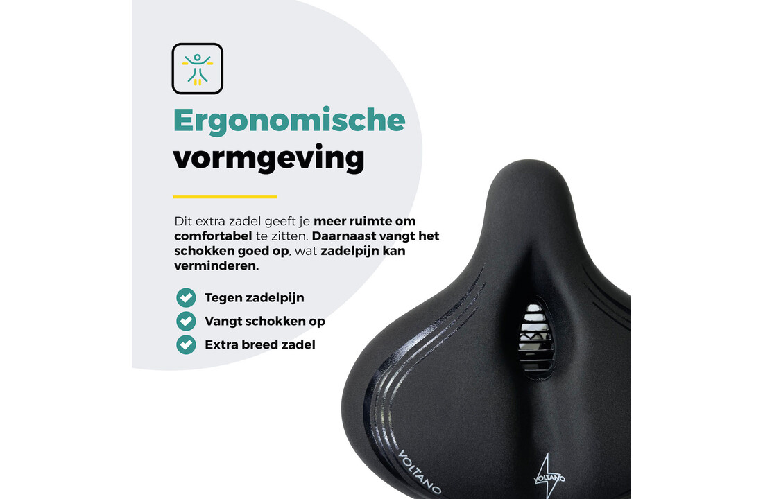 Voltano XXXL Fietszadel - Medicus - Zwart - Uitsparing