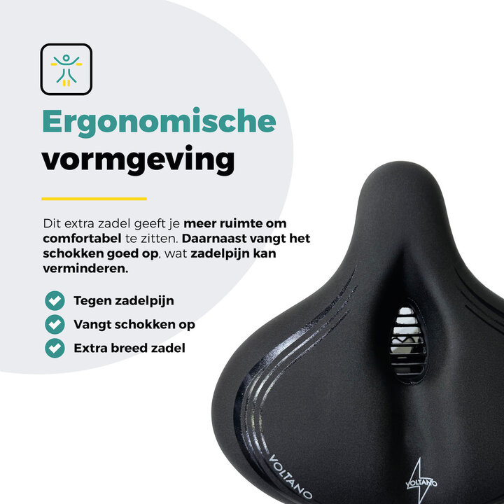 Voltano XXXL Fietszadel - Medicus - Zwart - Uitsparing