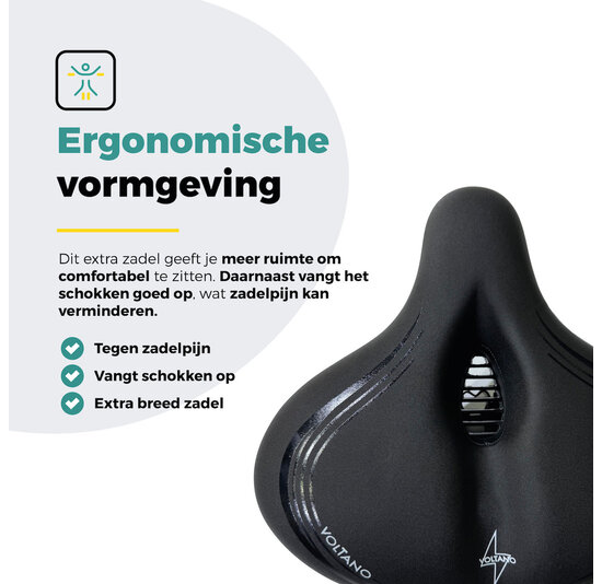 Voltano XXXL Fietszadel - Medicus - Zwart - Uitsparing