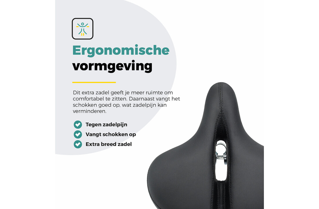 Voltano XXXL Fietszadel - Big City - Zwart - Uitsparing