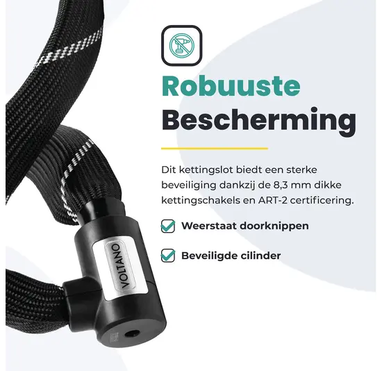 Voltano ART2 Kettingslot - Zwart - 100 CM - ART 2 Slot