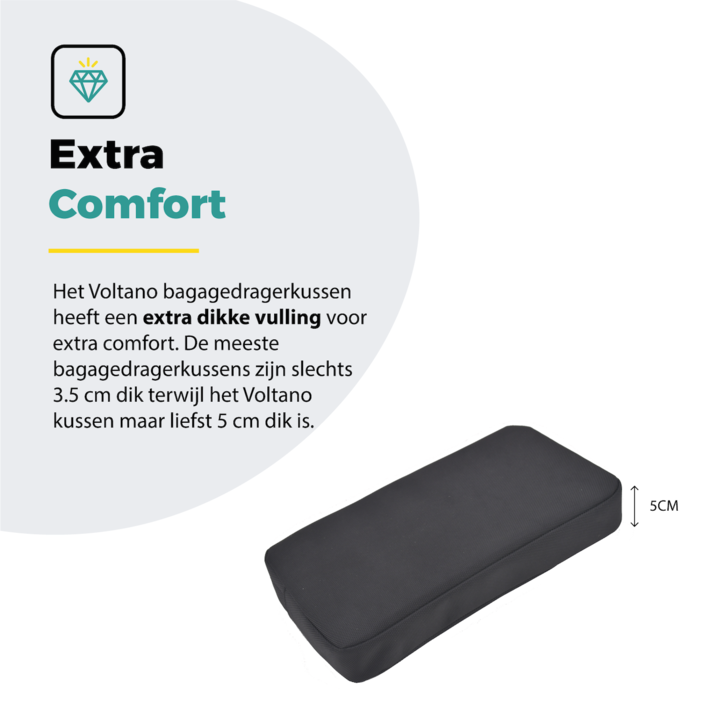 Voltano Fietskussen / Bagagedragerkussen - Extra dik 5 CM - Zwart