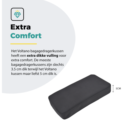 Voltano Fietskussen / Bagagedragerkussen - Extra dik 5 CM - Zwart