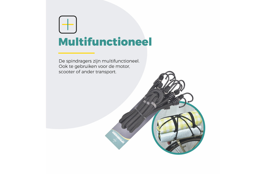 Voltano Spinbinder Fiets - Extra Sterk - Zwart - 4 Armen - 60 - 105 CM
