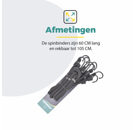 Voltano Spinbinder Fiets - Extra Sterk - Zwart - 4 Armen - 60 - 105 CM