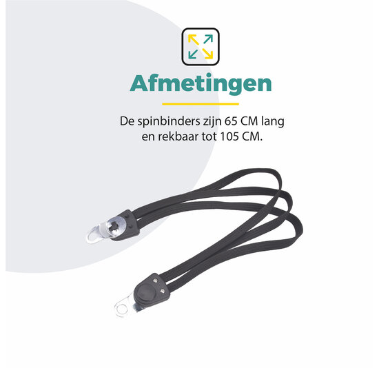 Voltano Snelbinders Fiets - Extra Sterk - Zwart - 65 - 105 CM