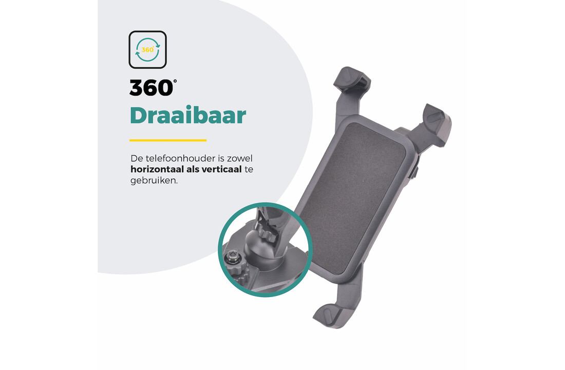 Voltano Telefoonhouder Fiets - 360 Graden Draaibaar - Zwart